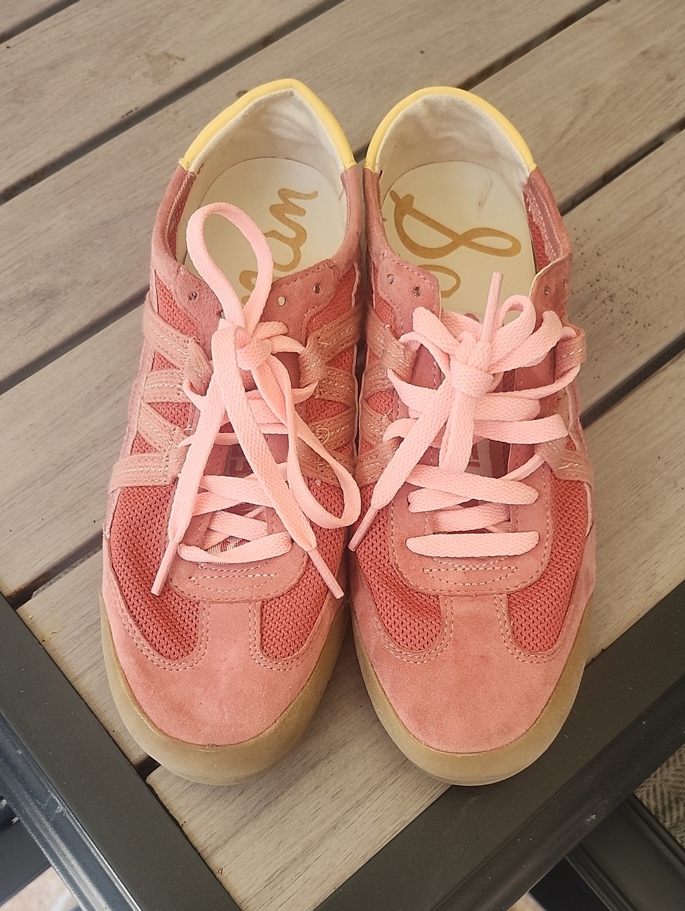 Sam Edelman Pink Suede & Mesh Lace-Up Sneakers